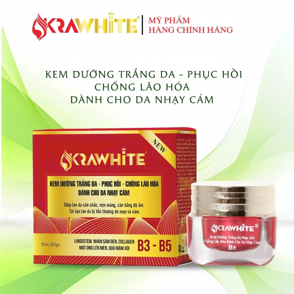 Kem dưỡng trắng da phục hồi chống lão hóa dành cho da nhạy cảm Krawhite