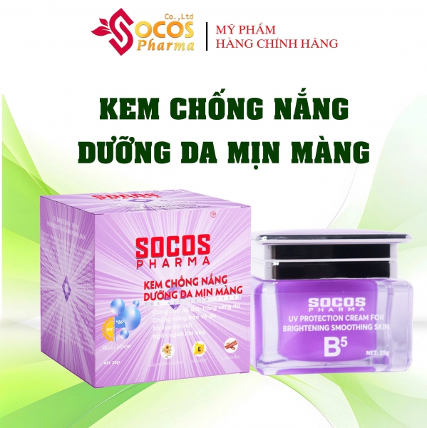 Kem trắng da chống nắng dưỡng da min màng Socos