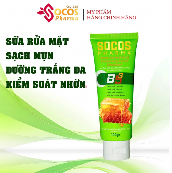 Sữa rữa mặt sạch mụn trắng da kiểm soát dầu nhờn Socos